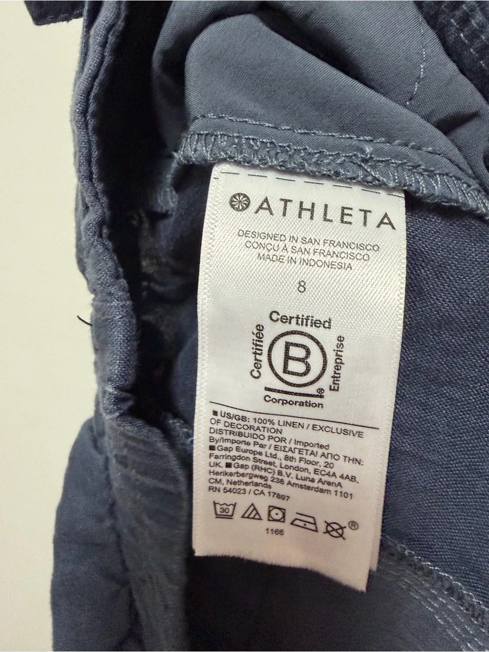 Athleta Voyager 100% Linen Short Blue Womens Size 8
